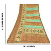 Sanskriti Vintage Brown & Blue Sari Pure Georgette Printed Sarees Craft Fabric