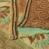 Sanskriti Vintage Brown & Blue Sari Pure Georgette Printed Sarees Craft Fabric