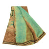 Sanskriti Vintage Brown & Blue Sari Pure Georgette Printed Sarees Craft Fabric
