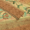 Sanskriti Vintage Brown & Blue Sari Pure Georgette Printed Sarees Craft Fabric