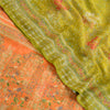 Sanskriti Vintage Green Indian Sarees Chiffon Printed 5 Yard Sari Craft Fabric