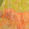 Sanskriti Vintage Green Indian Sarees Chiffon Printed 5 Yard Sari Craft Fabric