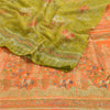Sanskriti Vintage Green Indian Sarees Chiffon Printed 5 Yard Sari Craft Fabric