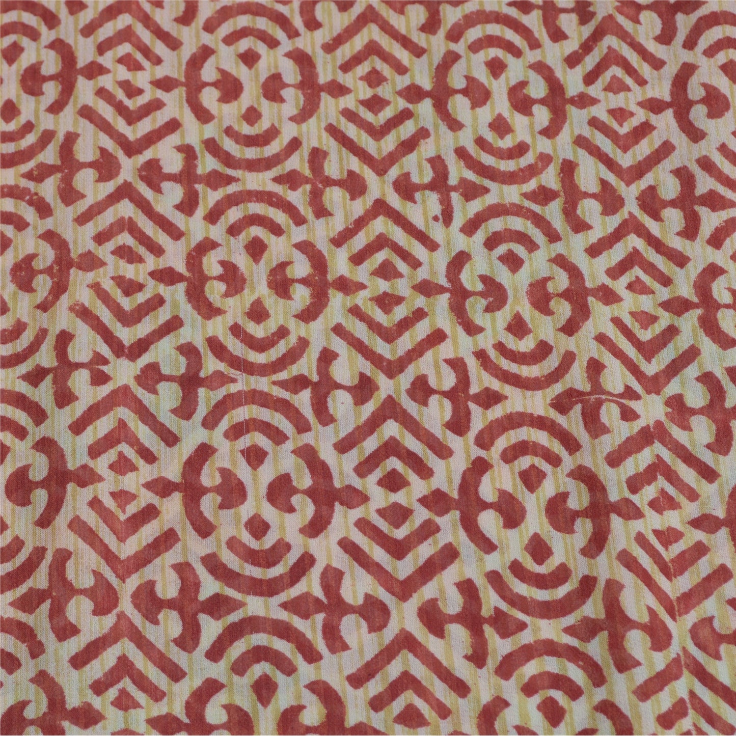 Sanskriti Vintage Ivory Red & Sarees Pure Georgette Printed Sari Craft Fabric