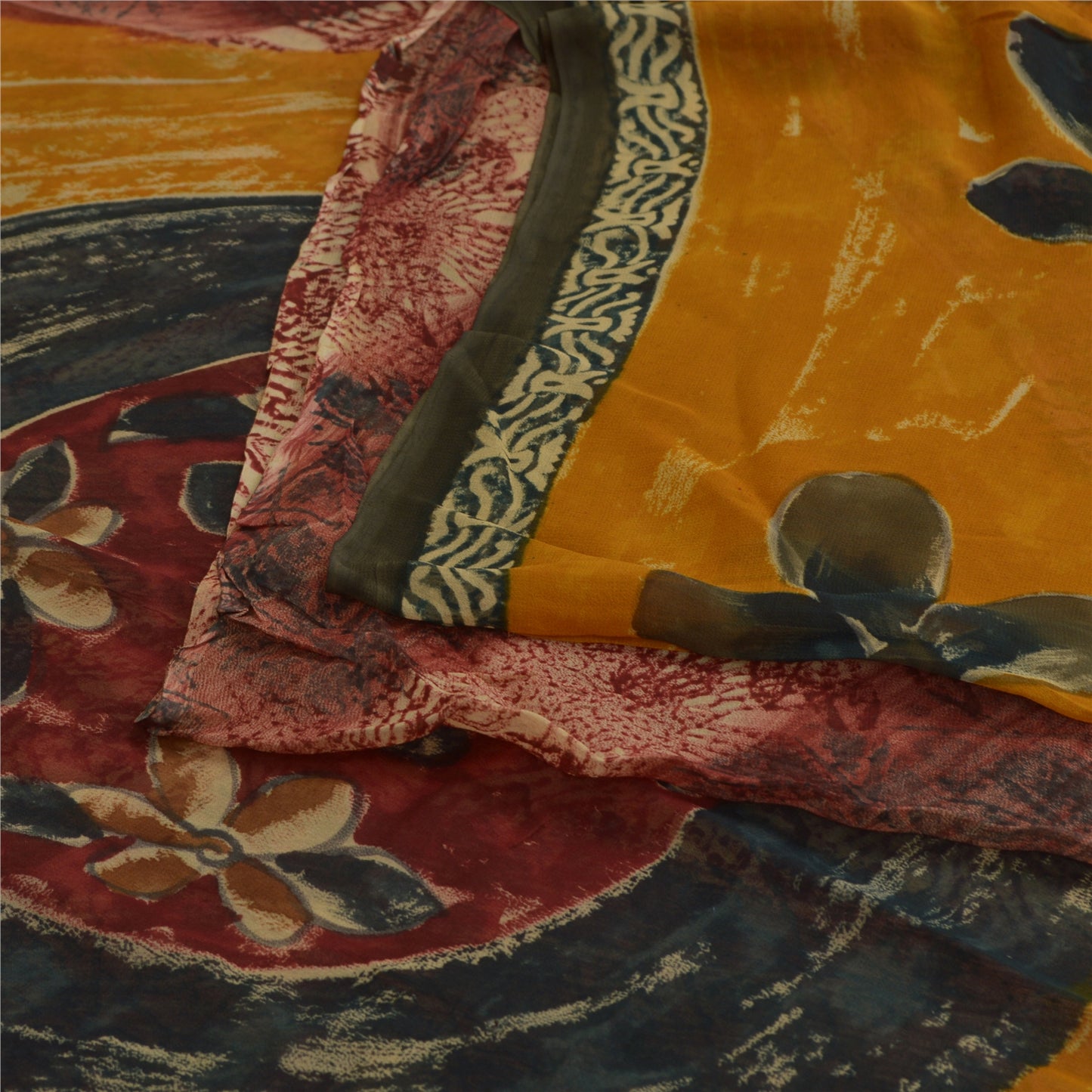 Sanskriti Vintage Multi Sari Blend Georgette Printed Sarees Floral Craft Fabric