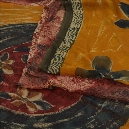 Sanskriti Vintage Multi Sari Blend Georgette Printed Sarees Floral Craft Fabric