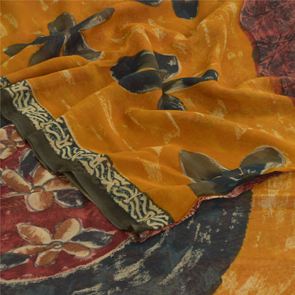 Sanskriti Vintage Multi Sari Blend Georgette Printed Sarees Floral Craft Fabric