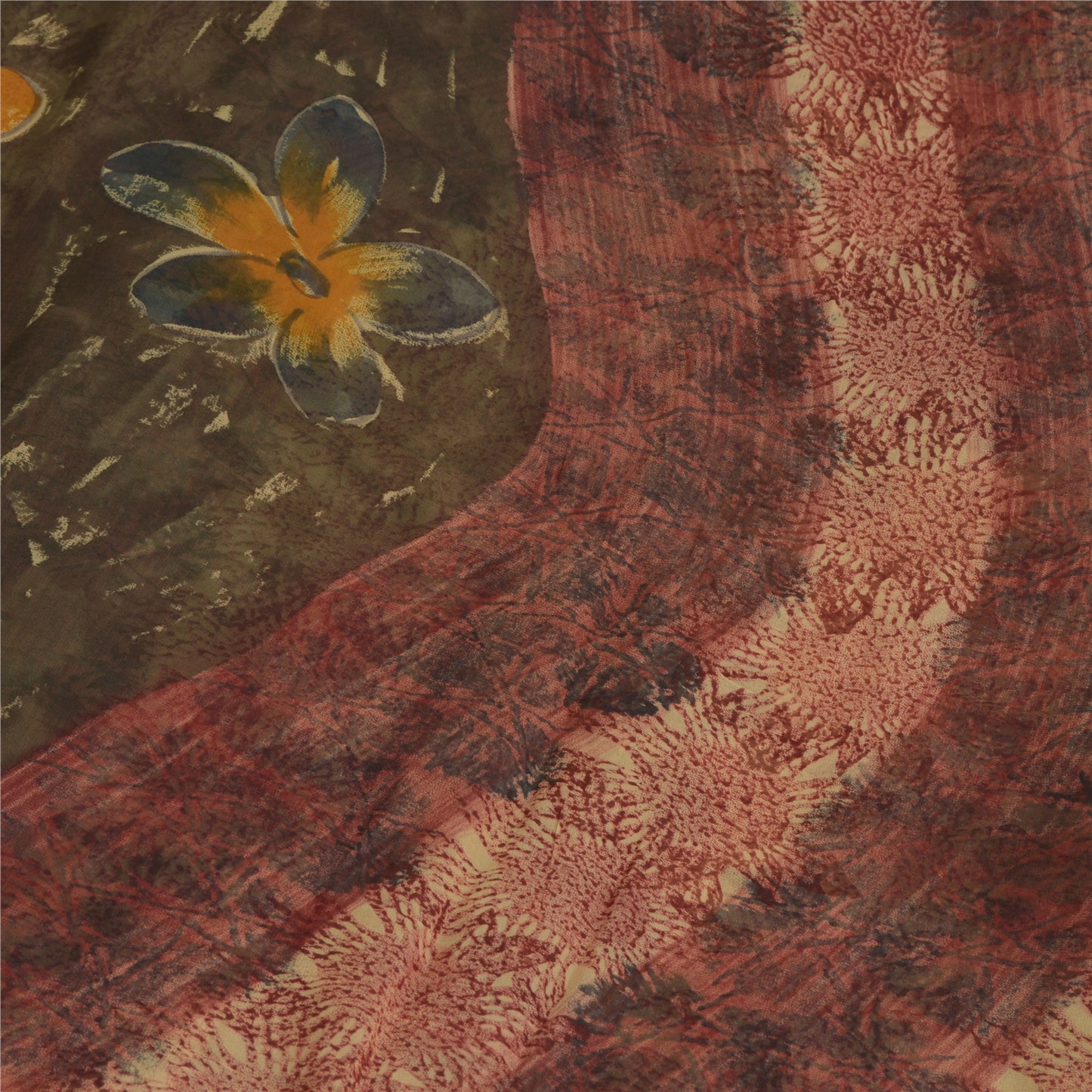 Sanskriti Vintage Multi Sari Blend Georgette Printed Sarees Floral Craft Fabric
