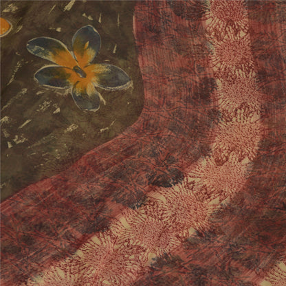 Sanskriti Vintage Multi Sari Blend Georgette Printed Sarees Floral Craft Fabric