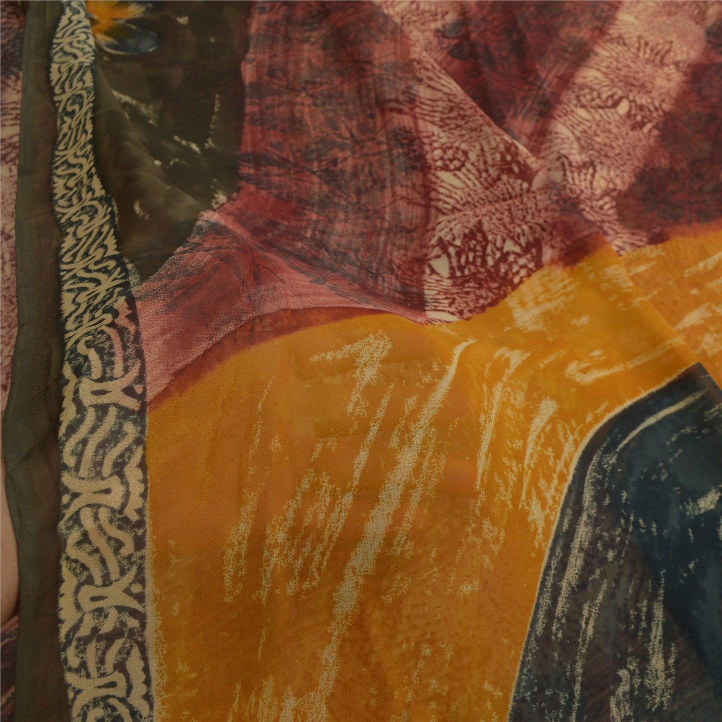 Sanskriti Vintage Multi Sari Blend Georgette Printed Sarees Floral Craft Fabric