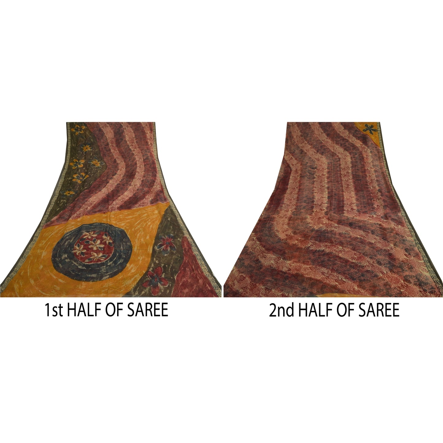 Sanskriti Vintage Multi Sari Blend Georgette Printed Sarees Floral Craft Fabric
