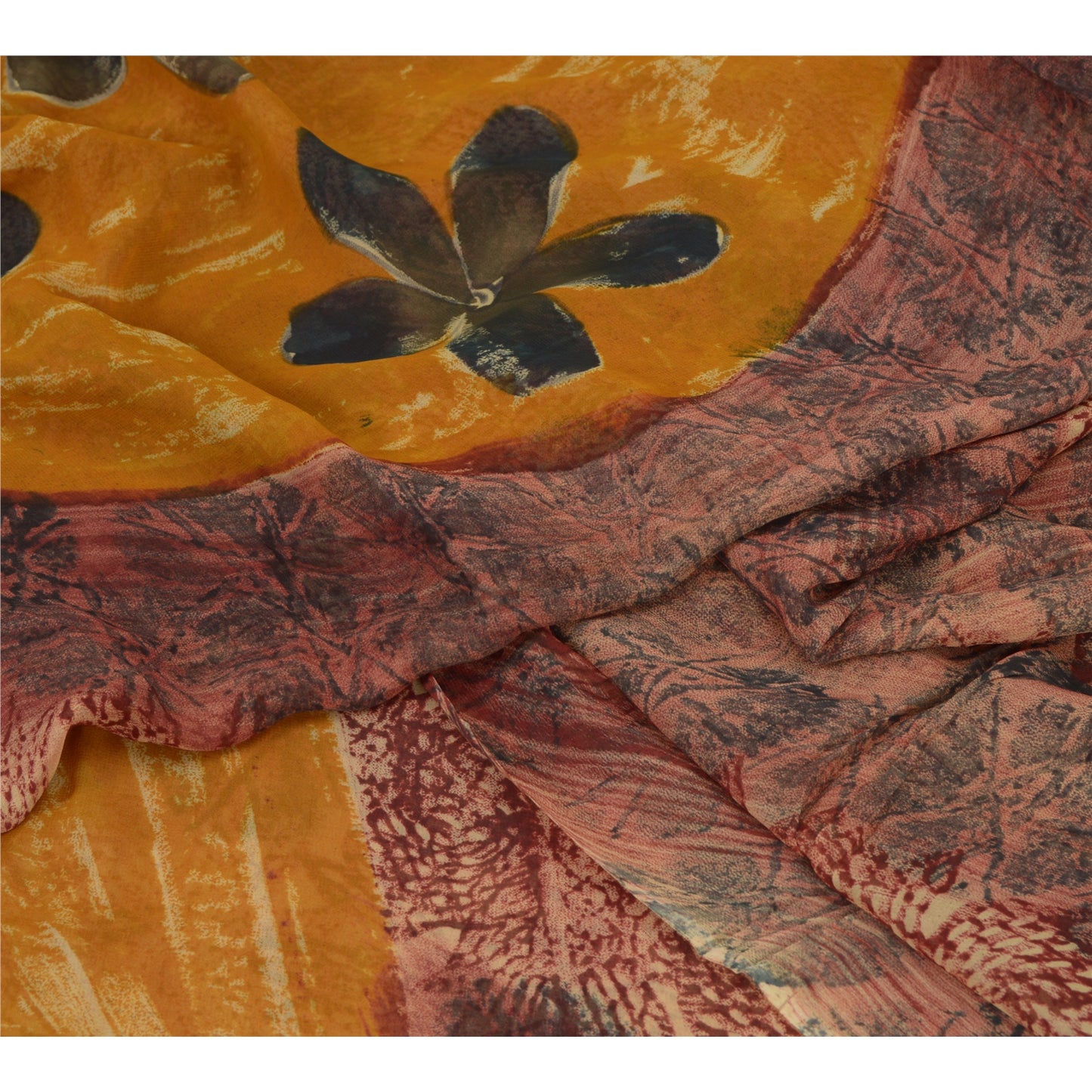 Sanskriti Vintage Multi Sari Blend Georgette Printed Sarees Floral Craft Fabric