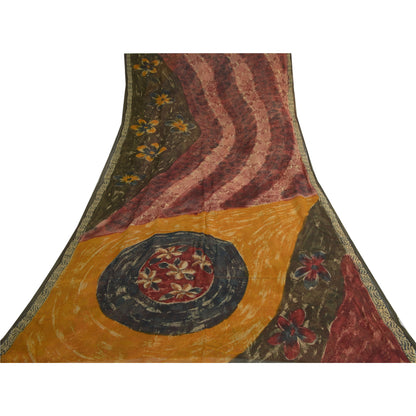 Sanskriti Vintage Multi Sari Blend Georgette Printed Sarees Floral Craft Fabric