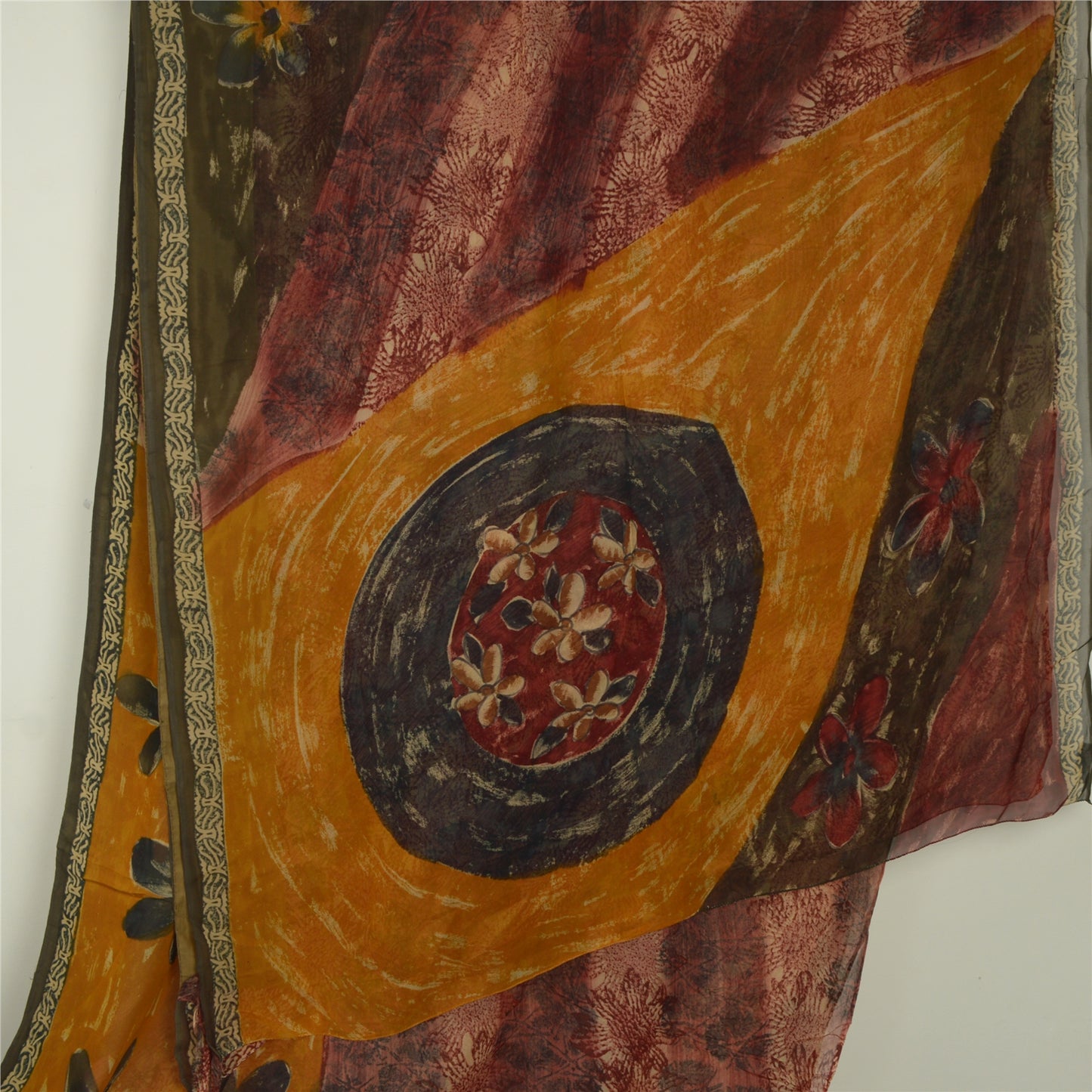 Sanskriti Vintage Multi Sari Blend Georgette Printed Sarees Floral Craft Fabric