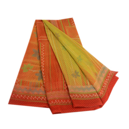 Sanskriti Vintage From India Orange Sarees Printed Georgette Sari Craft Fabric