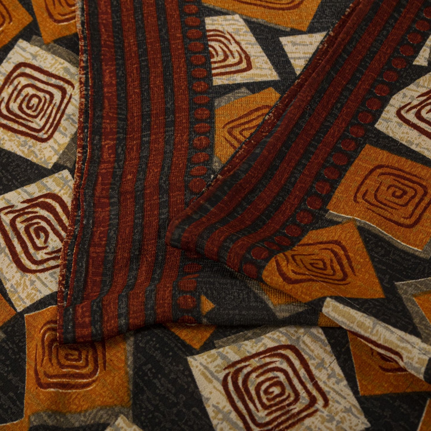 Sanskriti Vintage Saree Black Pure Georgette Geometric Print Sari 5.5Yard Fabric