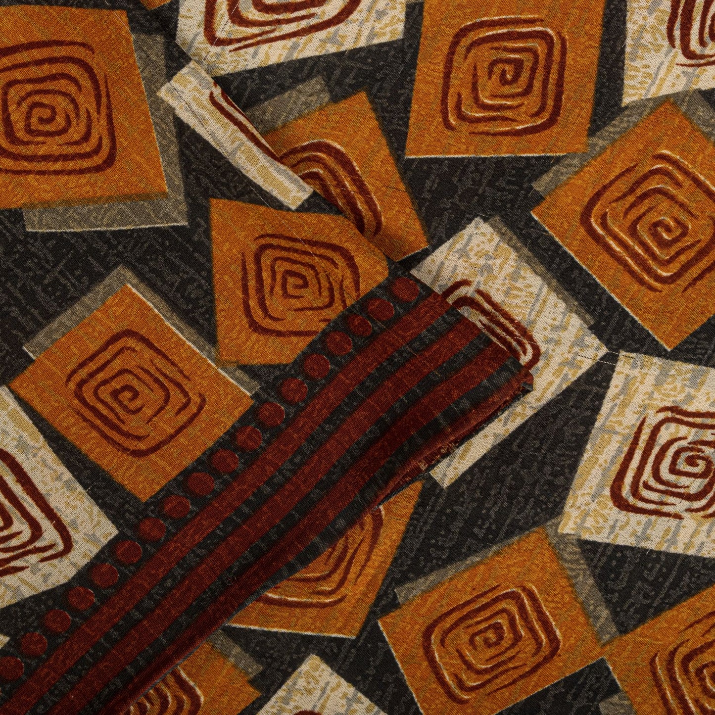 Sanskriti Vintage Saree Black Pure Georgette Geometric Print Sari 5.5Yard Fabric