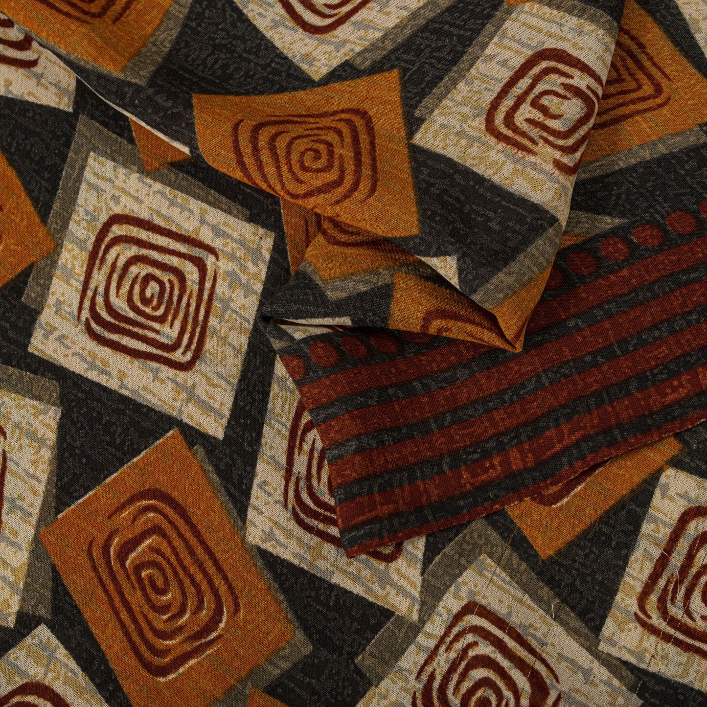 Sanskriti Vintage Saree Black Pure Georgette Geometric Print Sari 5.5Yard Fabric