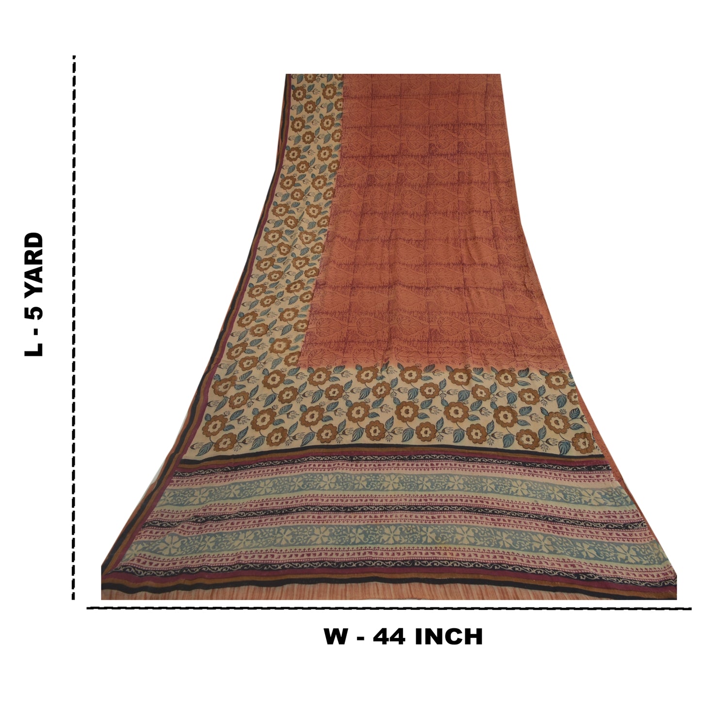Sanskriti Vintage Brown Sarees Pure Georgette Silk Printed Sari Craft Fabric