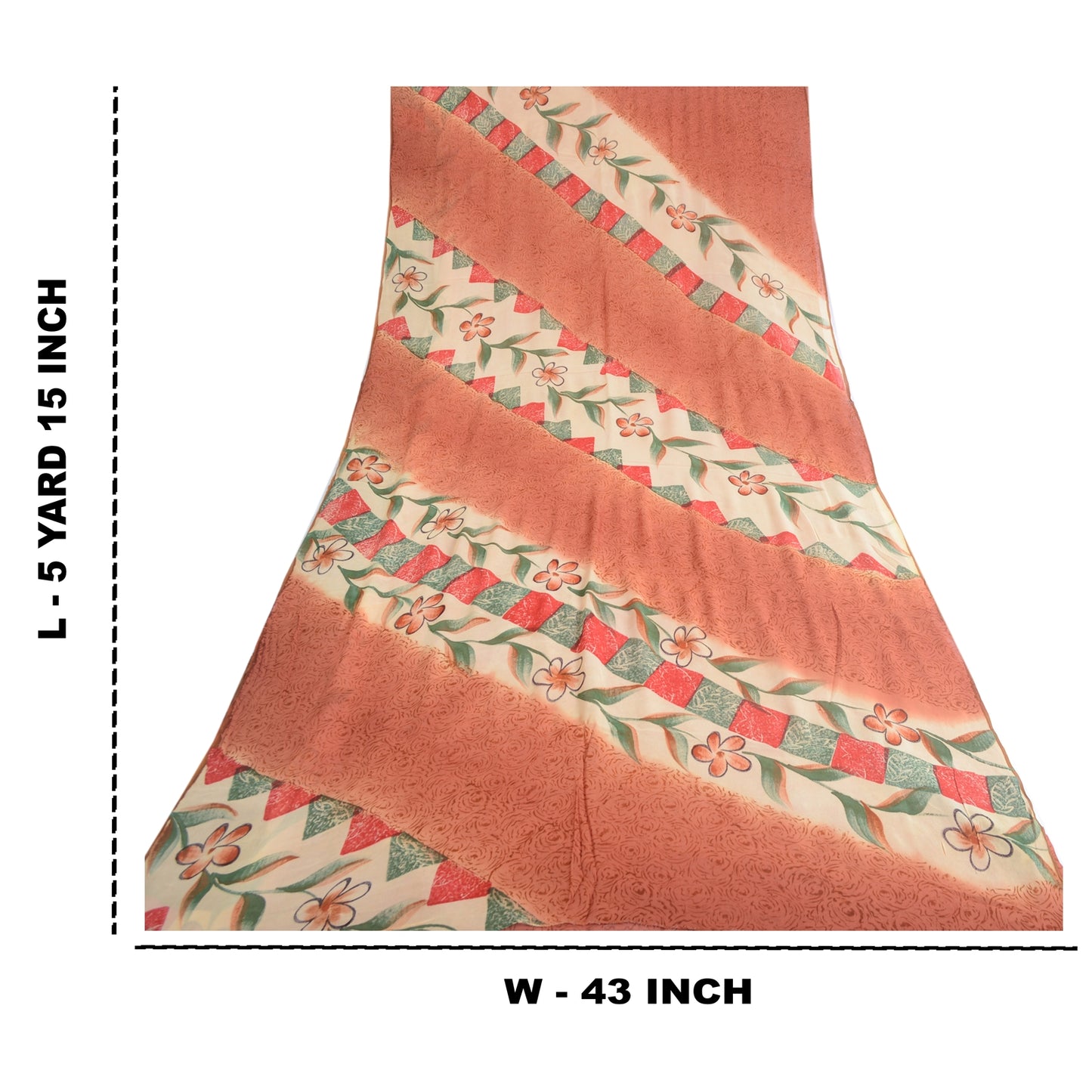 Sanskriti Vintage Orange Sarees Pure Georgette Silk Printed Sari Craft Fabric