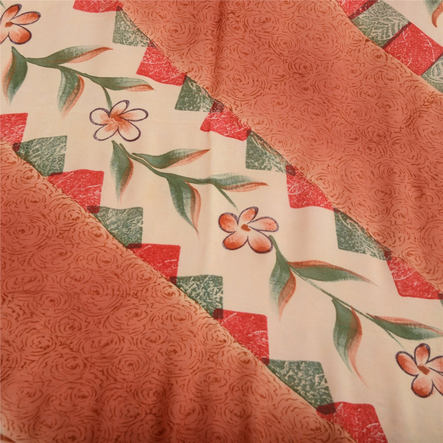 Sanskriti Vintage Orange Sarees Pure Georgette Silk Printed Sari Craft Fabric