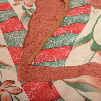 Sanskriti Vintage Orange Sarees Pure Georgette Silk Printed Sari Craft Fabric