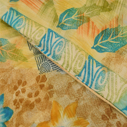 Sanskriti Vintage Multi Sarees Pure Georgette Silk Printed Sari 5yd Craft Fabric