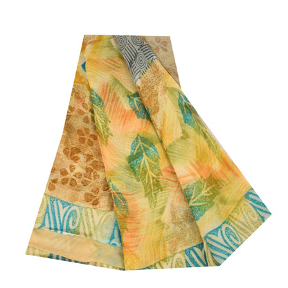 Sanskriti Vintage Multi Sarees Pure Georgette Silk Printed Sari 5yd Craft Fabric