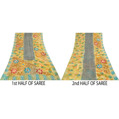 Sanskriti Vintage Multi Sarees Pure Georgette Silk Printed Sari 5yd Craft Fabric