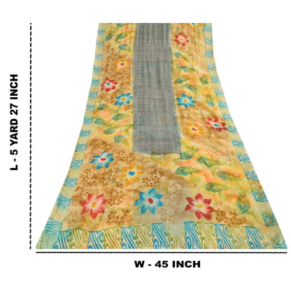 Sanskriti Vintage Multi Sarees Pure Georgette Silk Printed Sari 5yd Craft Fabric
