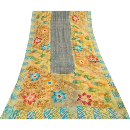 Sanskriti Vintage Multi Sarees Pure Georgette Silk Printed Sari 5yd Craft Fabric