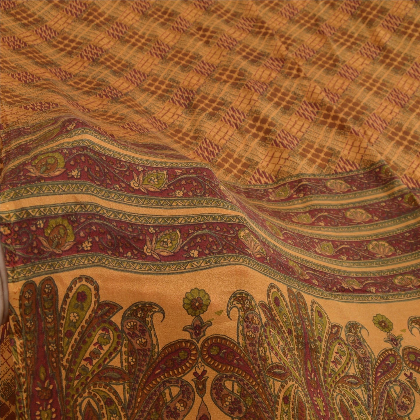 Sanskriti Vintage Orange Sarees Pure Georgette Silk Printed Sari Craft Fabric