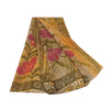 Sanskriti Vintage Yellow Sarees Pure Georgette Silk Printed Sari Craft Fabric