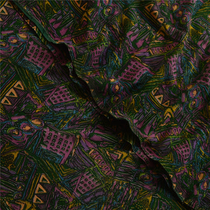 Sanskriti Vintage Green Sarees Georgette Abstract Print Sari 6 yd Craft Fabric