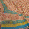 Sanskriti Vintage Sarees Orange Pure Georgette Silk Printed Sari Craft Fabric