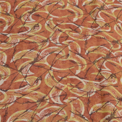 Sanskriti Vintage Sarees Orange Pure Georgette Silk Printed Sari Craft Fabric