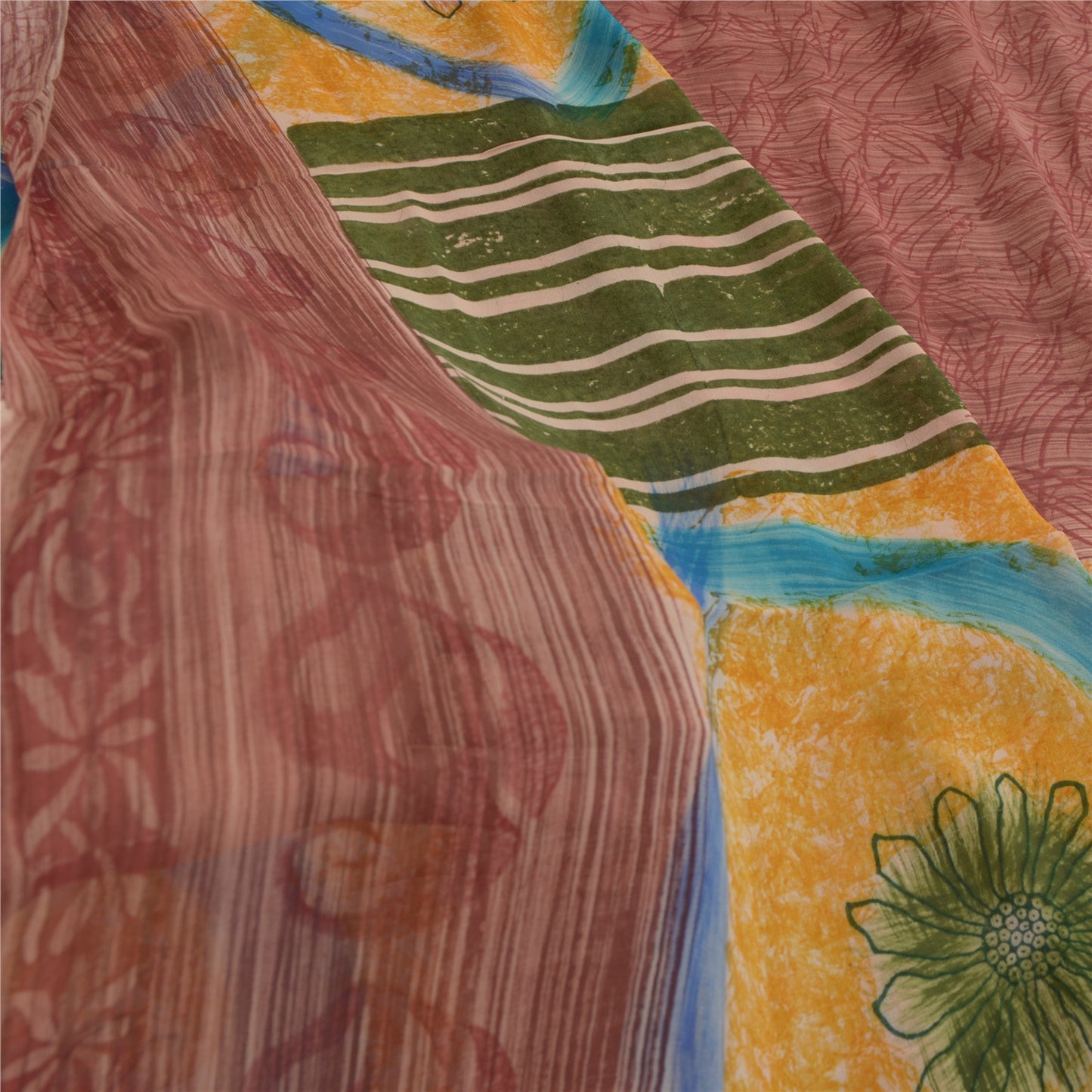 Sanskriti Vintage Dark Red Sarees Printed Pure Georgette Silk Sari Craft Fabric