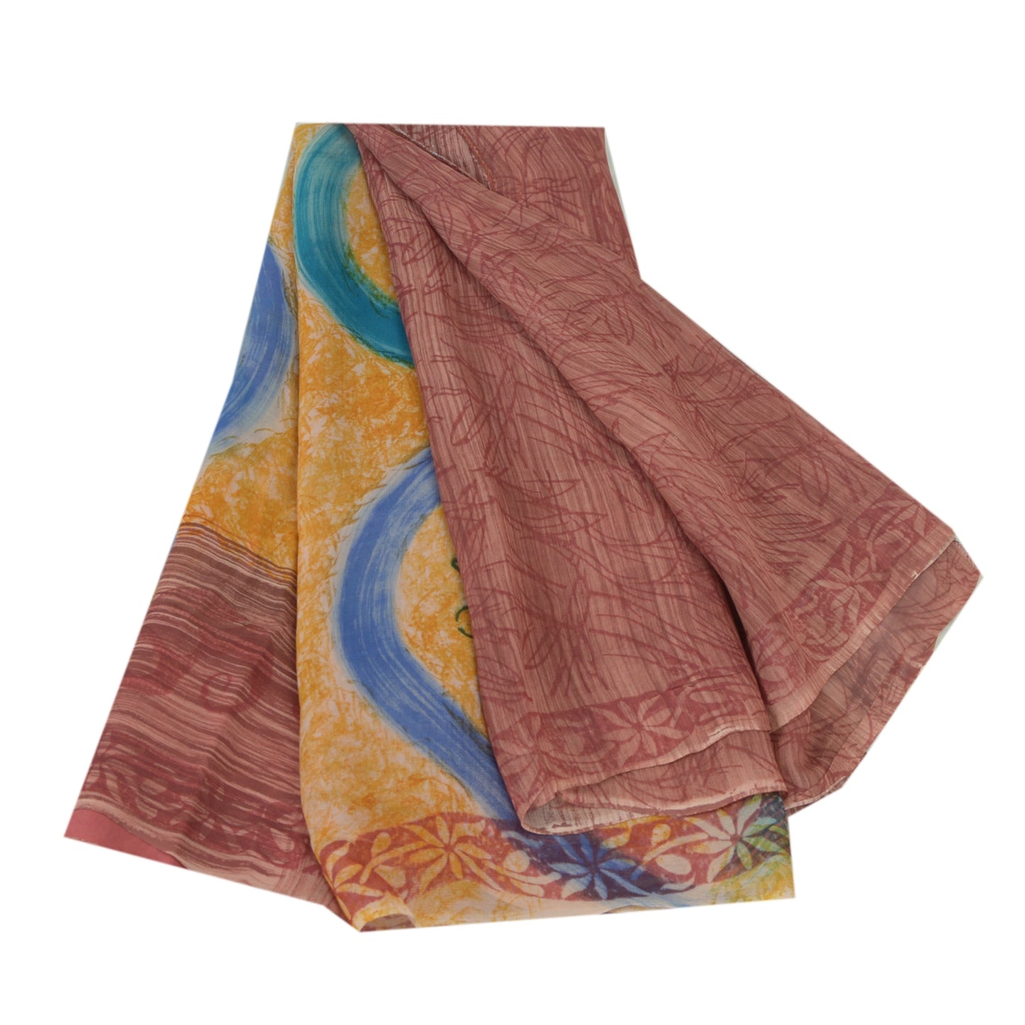 Sanskriti Vintage Dark Red Sarees Printed Pure Georgette Silk Sari Craft Fabric