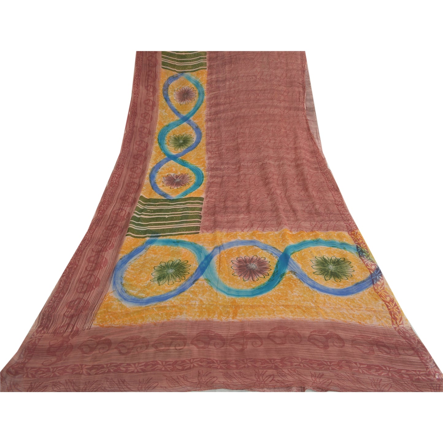 Sanskriti Vintage Dark Red Sarees Printed Pure Georgette Silk Sari Craft Fabric