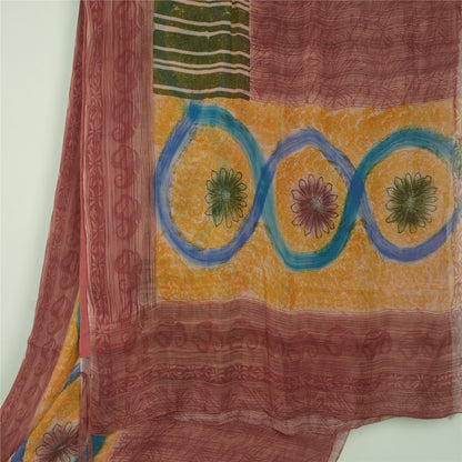 Sanskriti Vintage Dark Red Sarees Printed Pure Georgette Silk Sari Craft Fabric