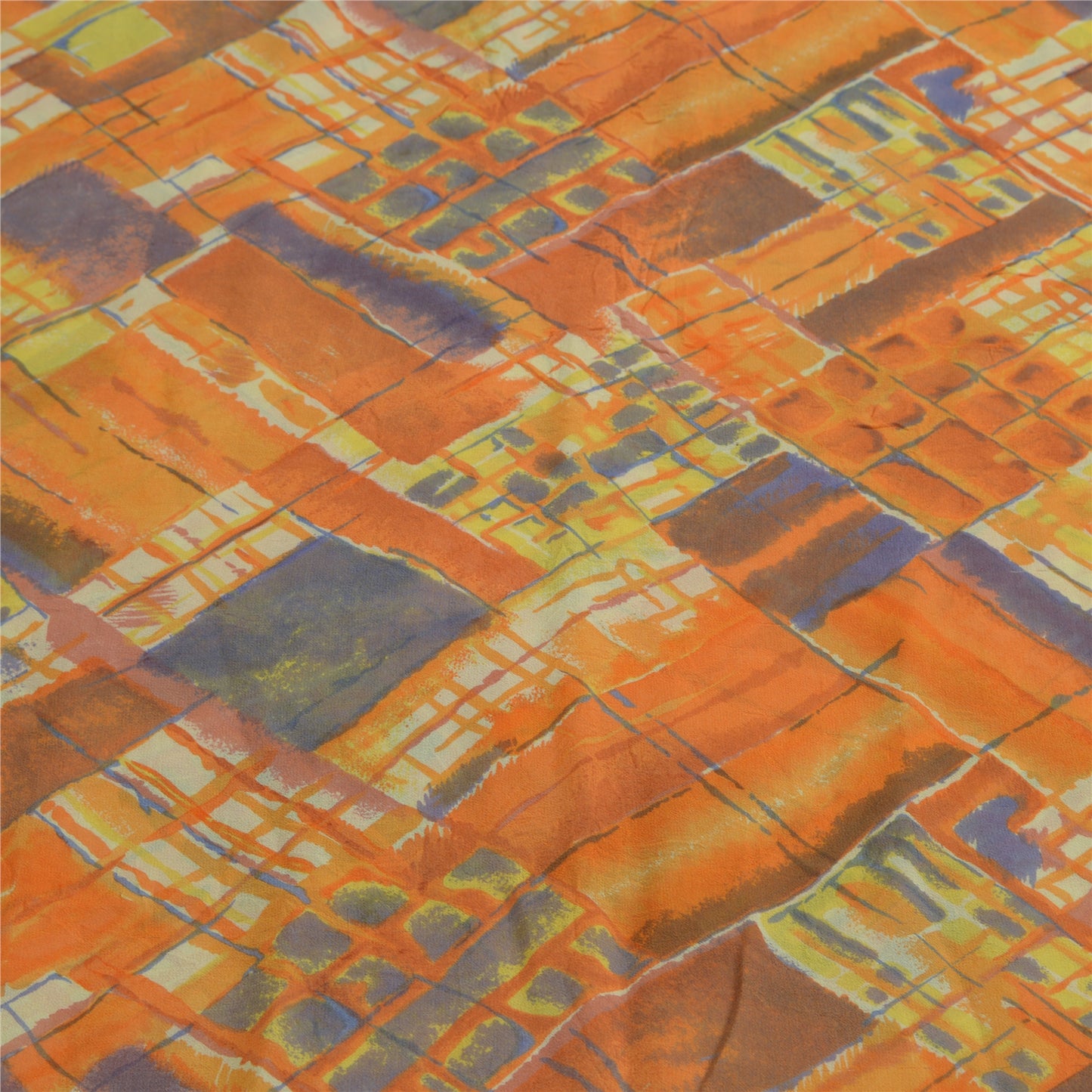 Sanskriti Vintage Sari 100% Pure Georgette Silk Indian Multicolorf Printed Sarees 5 Yd Fabric For Upcycled Sarongs, Scarves, or Stoles