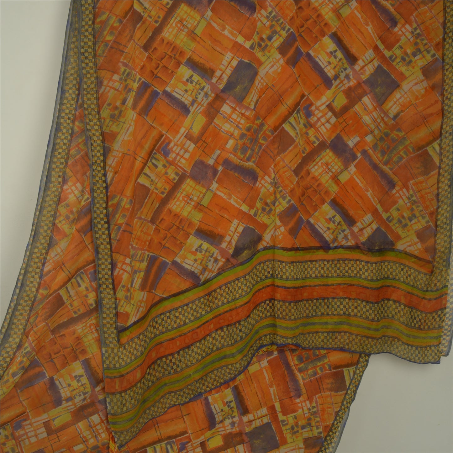 Sanskriti Vintage Sari 100% Pure Georgette Silk Indian Multicolorf Printed Sarees 5 Yd Fabric For Upcycled Sarongs, Scarves, or Stoles