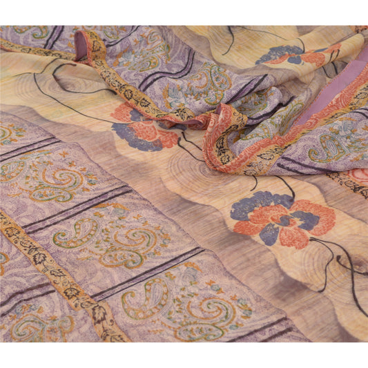 Sanskriti Vintage Multicolor Sarees Pure Georgette Silk Print Sari Craft Fabric
