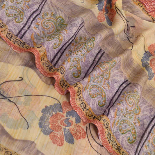 Sanskriti Vintage Multicolor Sarees Pure Georgette Silk Print Sari Craft Fabric