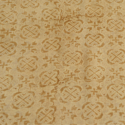 Sanskriti Vintage Cream Sarees 100% Pure Georgette Silk Printed Sari 5 Yd Sustainable Fabric