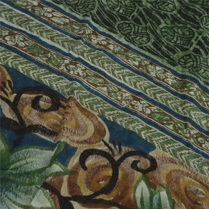 Sanskriti Vintage Green Sarees Pure Georgette Silk iPrinted Sari Craft Fabric