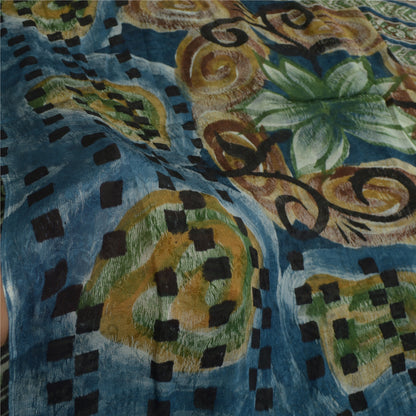 Sanskriti Vintage Green Sarees Pure Georgette Silk iPrinted Sari Craft Fabric