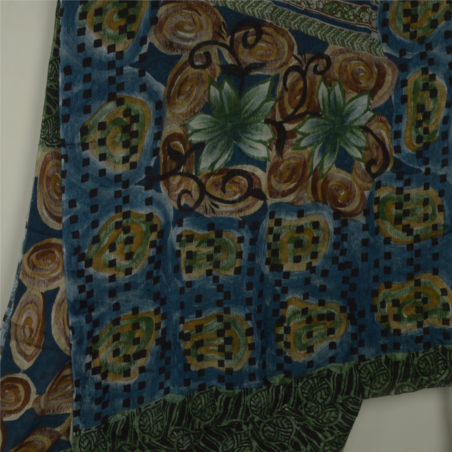 Sanskriti Vintage Green Sarees Pure Georgette Silk iPrinted Sari Craft Fabric