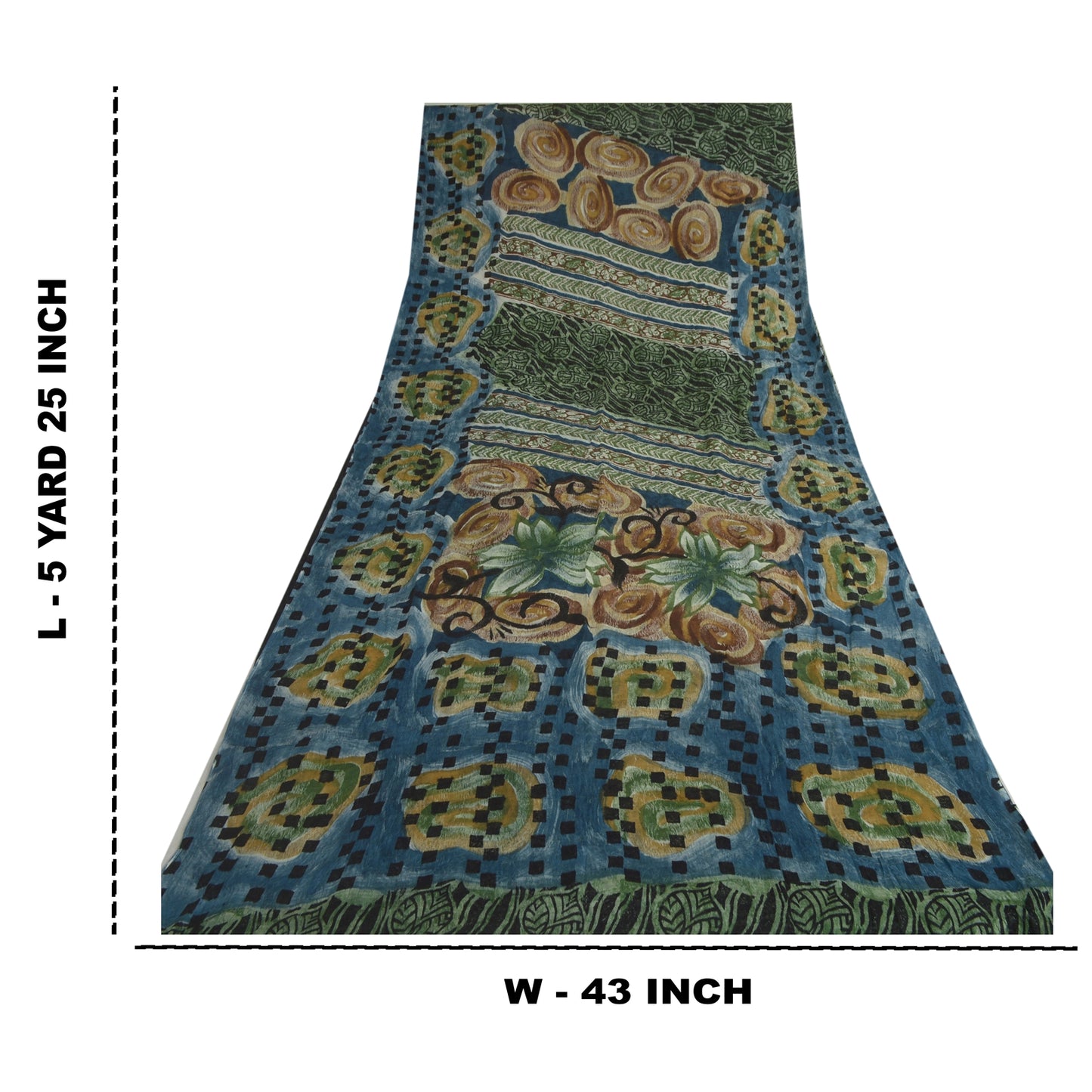 Sanskriti Vintage Green Sarees Pure Georgette Silk iPrinted Sari Craft Fabric
