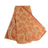 Sanskriti Vintage Peach Sarees Pure Georgette Silk Printed Sari 5yd Craft Fabric